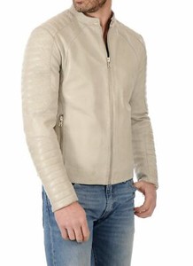 cream colour leather jacket