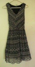 M Made in San Francisco Anthropologie women's Dress fit flare black beige