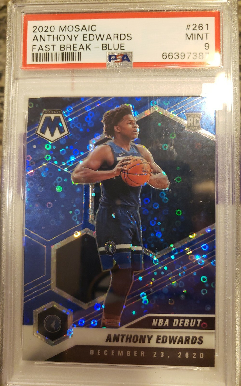 💥 2020 Mosaic Anthony Edwards Fast Break Blue /85 #261 PSA 9 💥