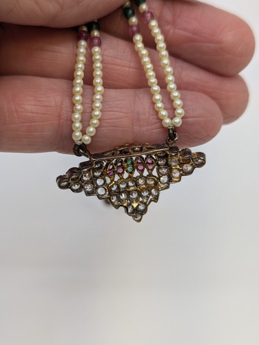 Vintage Seed Pearl and Quartz Bead Necklace and Crystal Rhinestone Earring Set - Picture 6 of 13