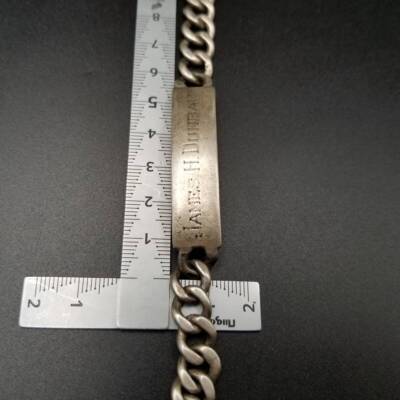 WWII Mexico ID Tag Rectangle Plate Vintage Military Bracelet 925