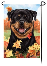 Rottweiler Falling Leaves Garden Flag