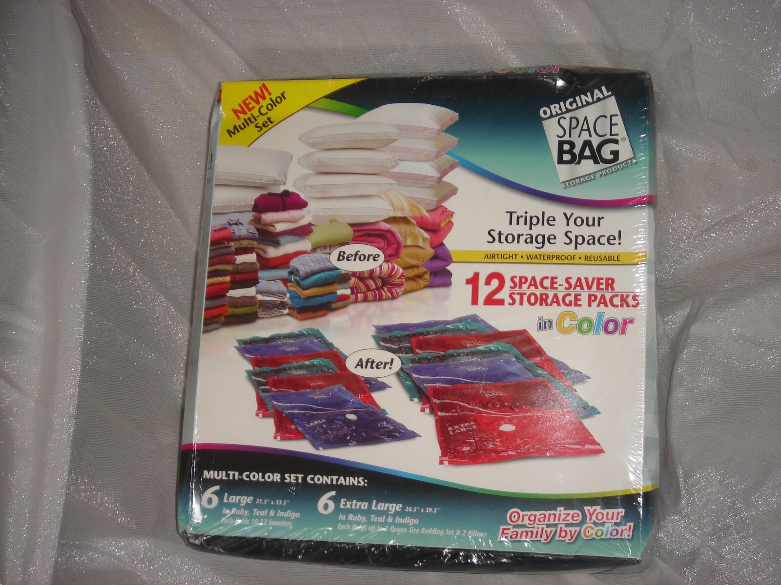 Original Space Bag Multi Color Set of 12 Space Saving Bags 6 Lg & 6