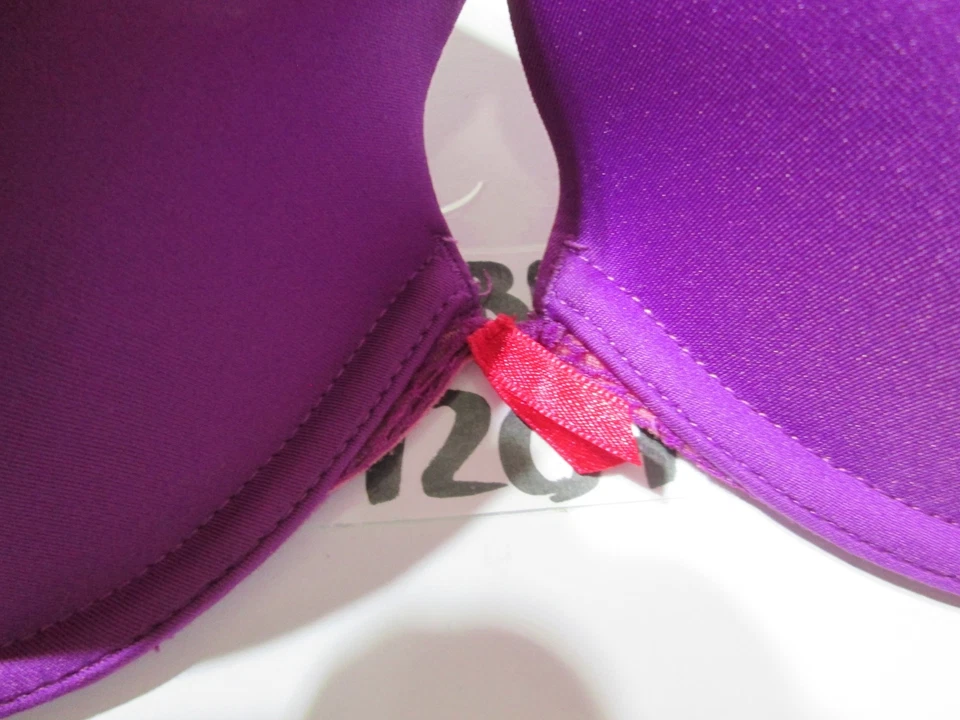 Sutiã Josie tamanho 36C roxo forrado com fio camiseta alças ajustáveis renda - Imagem 3 de 4