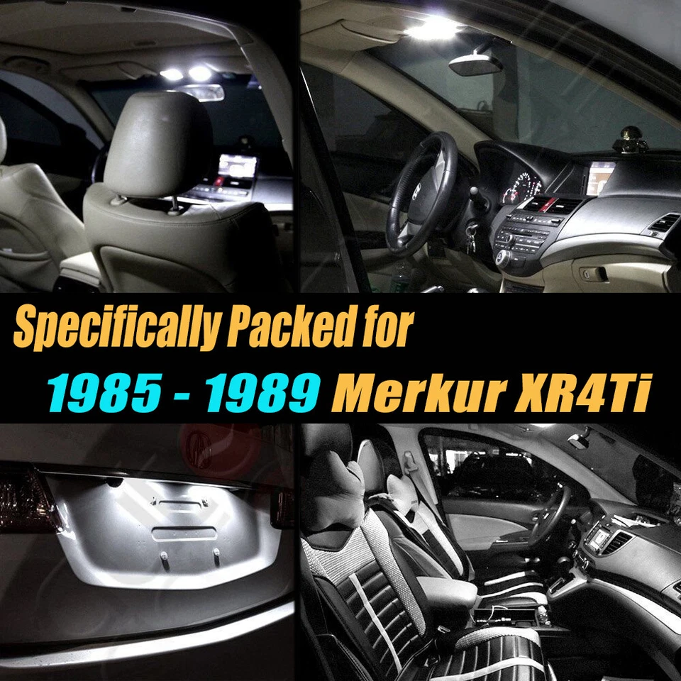 10Pc Super White Car Interior LED Light Bulb Kit for 1985-1989 Merkur XR4Ti - Image 2 of 4
