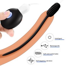 Silicone Men Electric E-stim Stretcher Urethral Sounding Rod Penis Plug Dilator