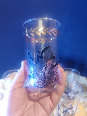 Federal Glass Co MCM Set Of 8 Beverage Set Homestead Harvest Tumblers Vintage