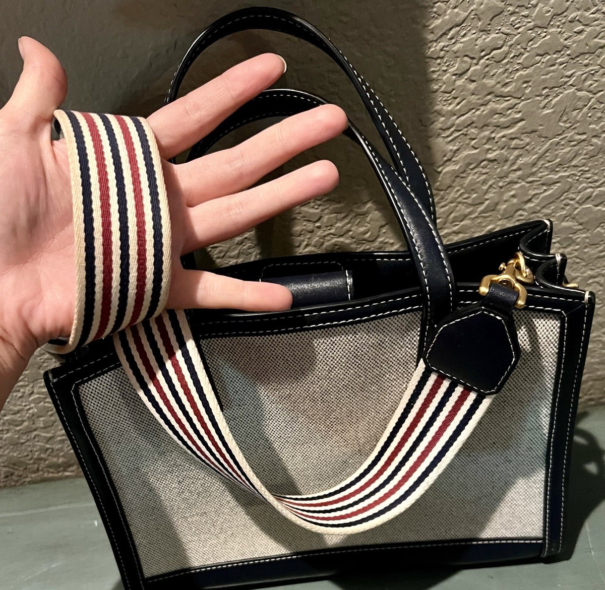 Tory burch Walker Canvas Satchel Navy | eBay