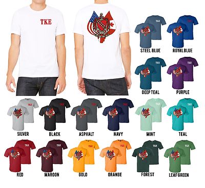 Tau Kappa Epsilon Fraternity Crest Bella+Canvas American Canadian Flag Shirt