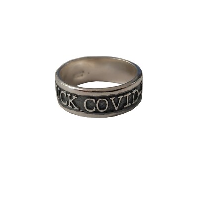 Handgefertigter 925er Silberring F...K Virus Statement Bandring Unisex 8mm