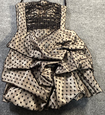 Dress Womens 3 Polka Dot Tan Black Lace Overlay Scrunched Rockabilly Strapless