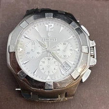 Concord Saratoga Chronograph 14.H7.1892 AT SS/WG Bezel White Dial 40mm Grade