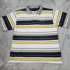Coogi Australia Polo Shirt Mens XL Striped White Navy Yellow Streetwear Hip Hop