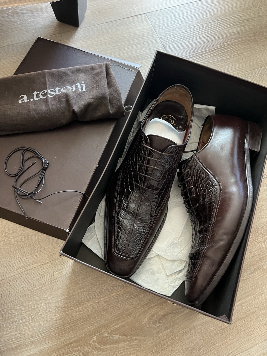 a.testoni Black Label Leather & Crocodile Shoes 12 a. testoni | eBay