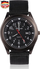 Herren Armbanduhr Quarz Solar Bewegung mit Kalender und Stoffarmband