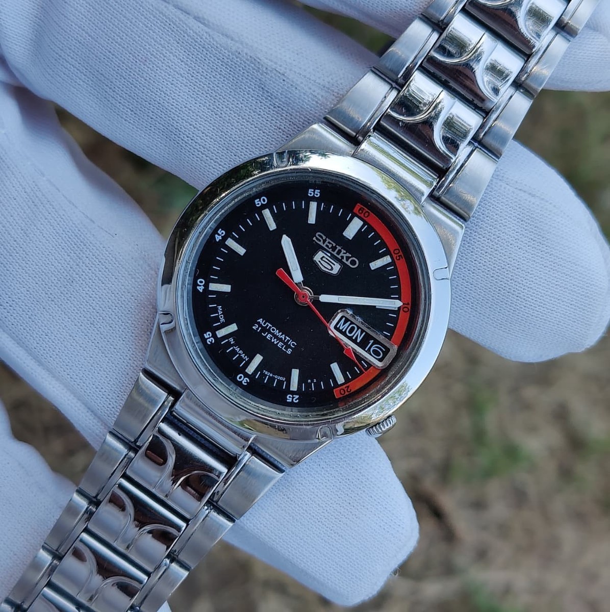N-Mint Seiko 5 Automatic 7S26-02A0 ''Black Racer Dial'' Japan Made