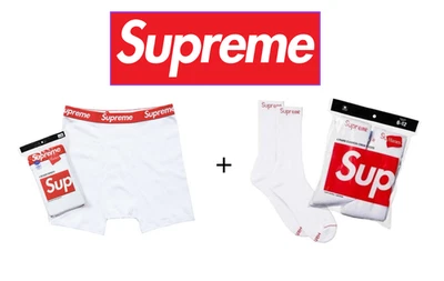 Supreme Hanes Boxer Briefs SIZE M + Supreme Hanes Crew Socks- NEW - AUTHENTIC ✅ - Imagen 1 de 3