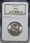 NGC MS 65 - 1954 S Franklin Silver Half Dollar. A1530.