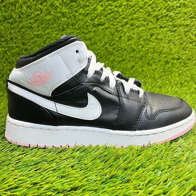 Nike Air Jordan Mid Girls Size Black White Pink Basketball Shoes  Sneakers