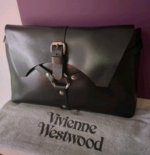 Vivienne Westwood  Large Leather Black Bondage  Clutch Bag Rare Vintage 🌼.