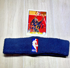 2003 Erick Dampier Game worn headband /Logoman with signed card/ WARRIORS