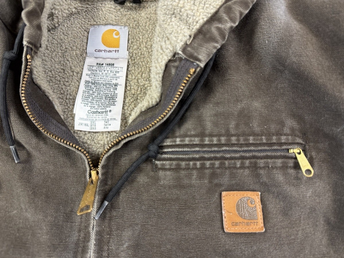 Carhartt Men's J141 WAL Brown Sherpa Lined Sierra Jacket Hooded