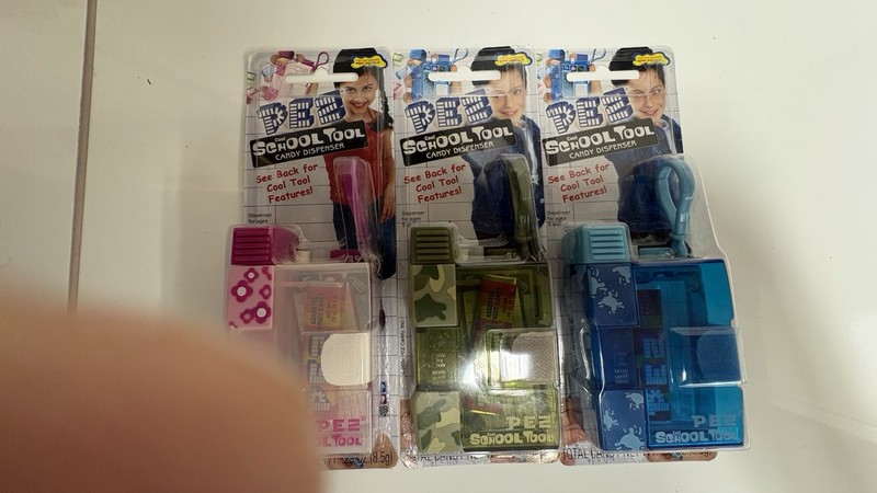 PEZ Cool School Tool Candy Dispensers Lot of 3 Pink Camo Blue in Package