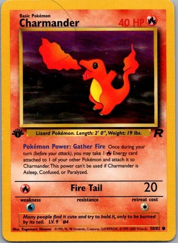Charmander 50/82 Common Team Rocket Pokemon 1st Edition Moderately Played