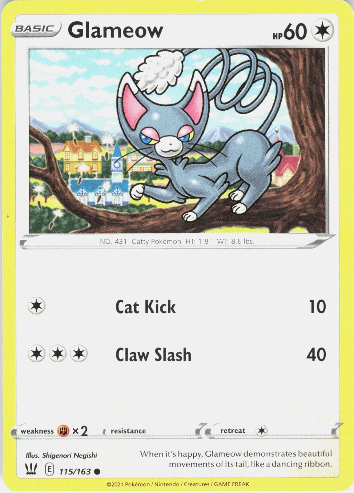 Glameow 115/163 Battle Styles Common LP Pokemon TCG