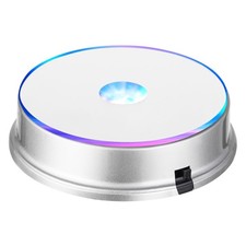Silver Multicolor LED Light Base Display Stand for Crystal Glass Art