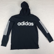 Adidas Hoodie Boys XL 18/20 Black Spell Out 100 Cotton Sweater Activewear
