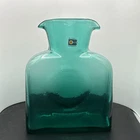 RARE Vintage Blenko Glass Classic Double Spout Water Pitcher Green w Sticker MCM