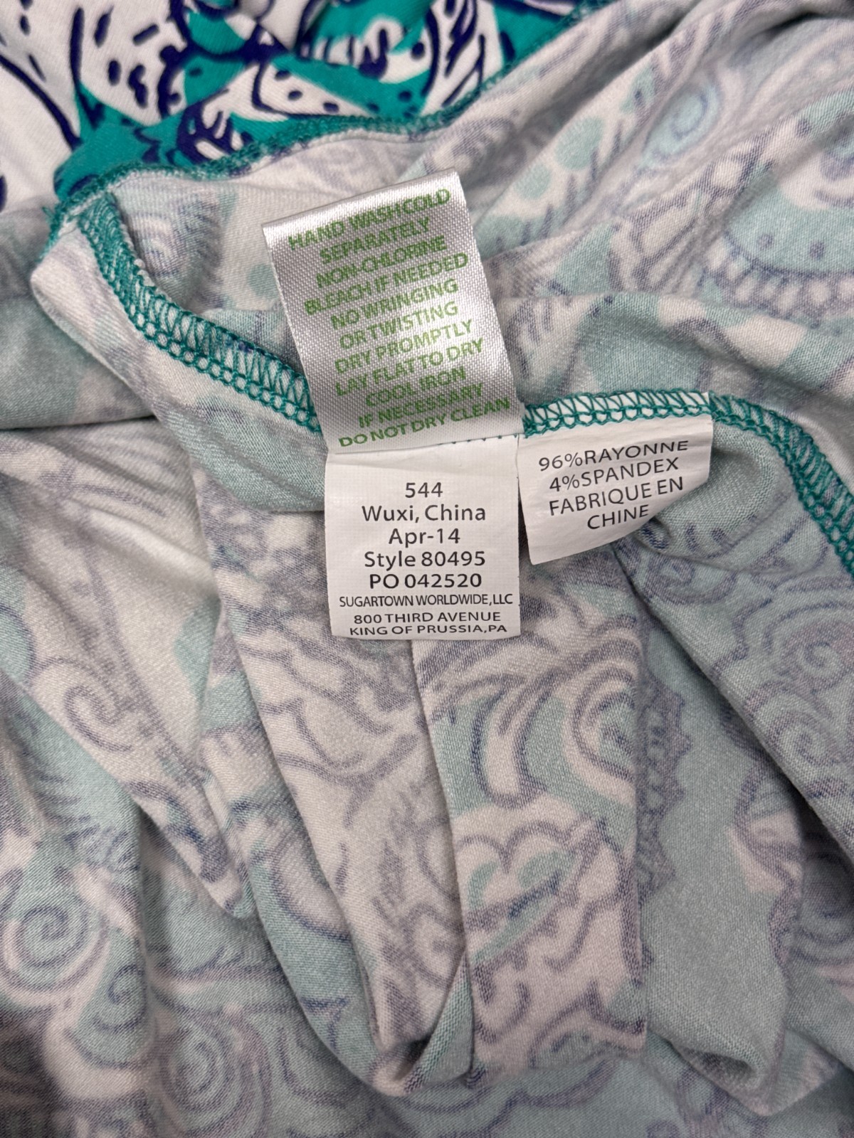 Lilly Pulitzer Dress Small Womens Green Jersey Knit Floral Paisley Pattern Mini