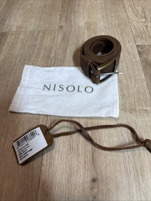 Nisolo Men's Brown Leather Belt Sz SMALLSmooth Leather Brass Finished Buckle
