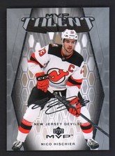 2023-24 MVP Talent 20th Anniv. Nico Hischier Super Script  #'d15/25 Devils MT-46