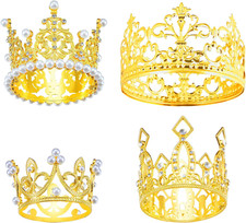 4 Pcs Crown Cake Topper Small Crown for Flower Bouquets Birthday Tiara Ca