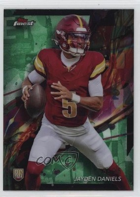 2024 Topps Finest Common Green Refractor 56/75 Jayden Daniels #67 Rookie RC 0nr3