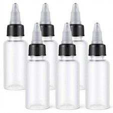 6 Pcs 1oz Plastic Squeeze Bottles with Twist Top Caps, 30ml Sauce Bottle with...