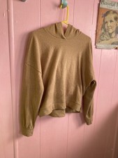 Abercrombie  Fitch Women Plush Knit Pullover Hoodie Soft Cozy M Tan