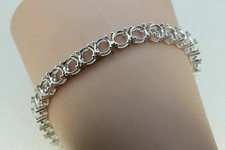 14K White Gold Plated Semi Mount Tennis Bracelet Setting Round 6x6mmLength 7 1/4