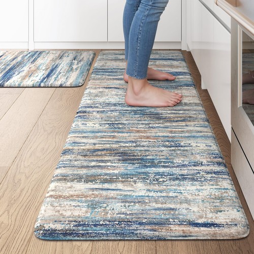 Kitchen Mats for Floor Anti Fatigue, 17"x47"+17"x29" Farmhouse Kitchen Rugs S...