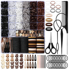 Brown Hair Accessories for Girls, 2194 Pcs Neutral Color Elastic Hair Ties Set w
