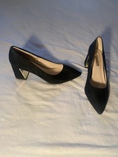 Black Faux Suede Chunky Heel Shoes Size 4 (3801)