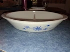 Vtg MCM Atomic Starburst Divided Casserole Dish Retro 1960s Milk Glass Mint Cond
