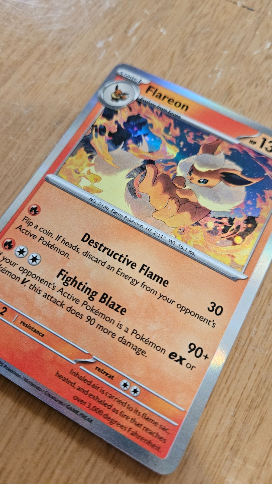 Flareon 13/131 Holographic Pokemon card