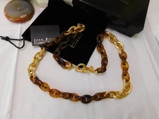 Joan Rivers Gold tone Faux Tortoise Shell Chain Link Necklace