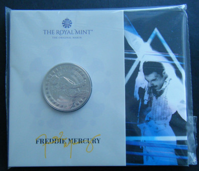 2025 Freddie Mercury UK £5 Five Pound BU Münze Royal Mint versiegelte Packung - auf Lager