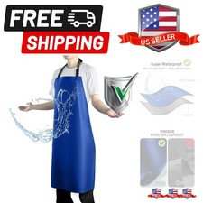 Waterproof Apron with Comfortable Adjustable Bib Rubber Vinyl Dishwasher Heav...