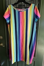 Lilly Pulitzer Short Sleeve Cotton Multiple Rainbow Stripe Dress XL