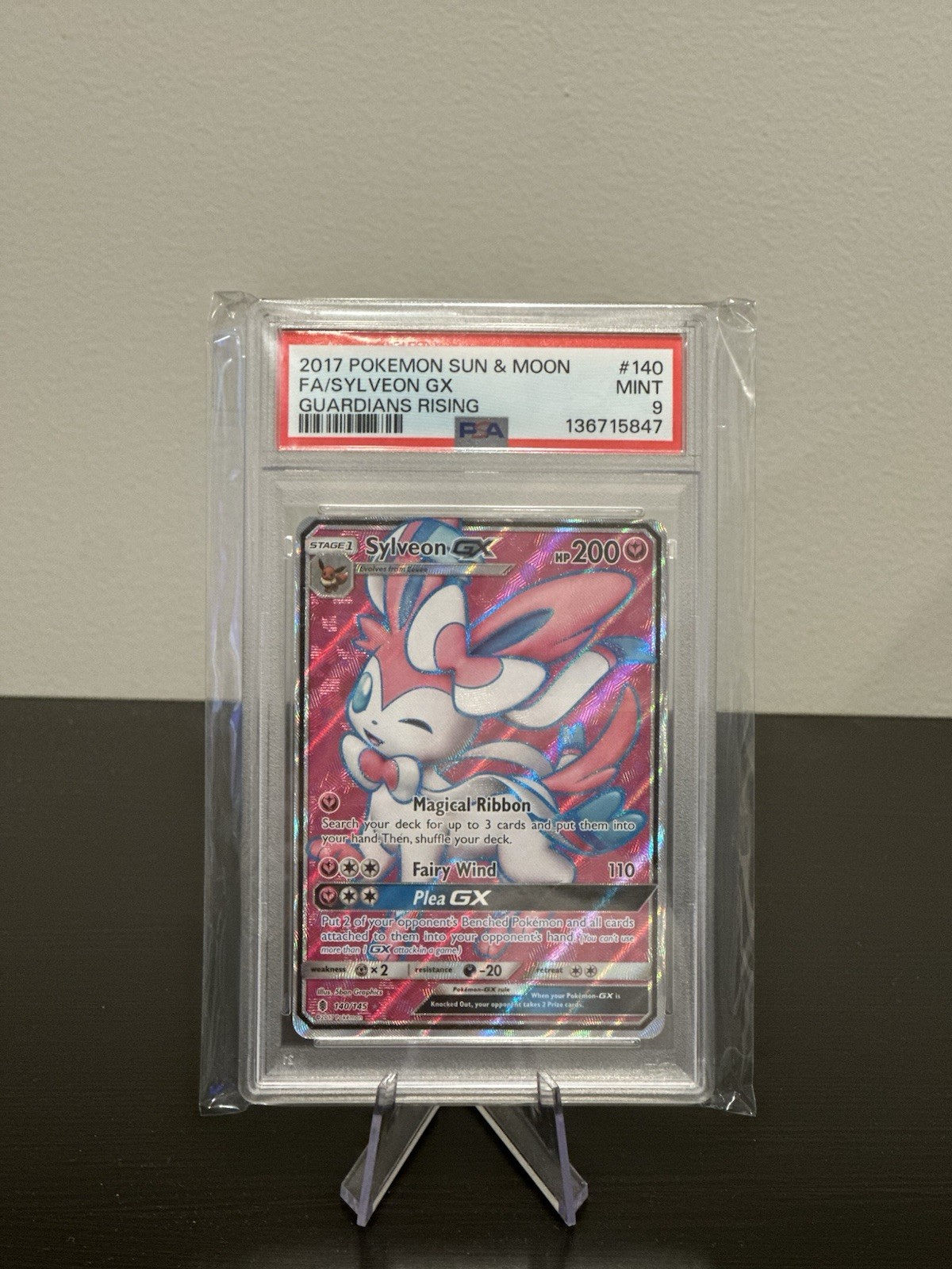 Sylveon GX Fullart 2017 Sun & Moon Guardians Rising 140/145 PSA 9